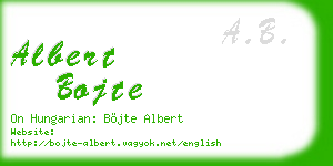 albert bojte business card