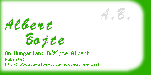 albert bojte business card